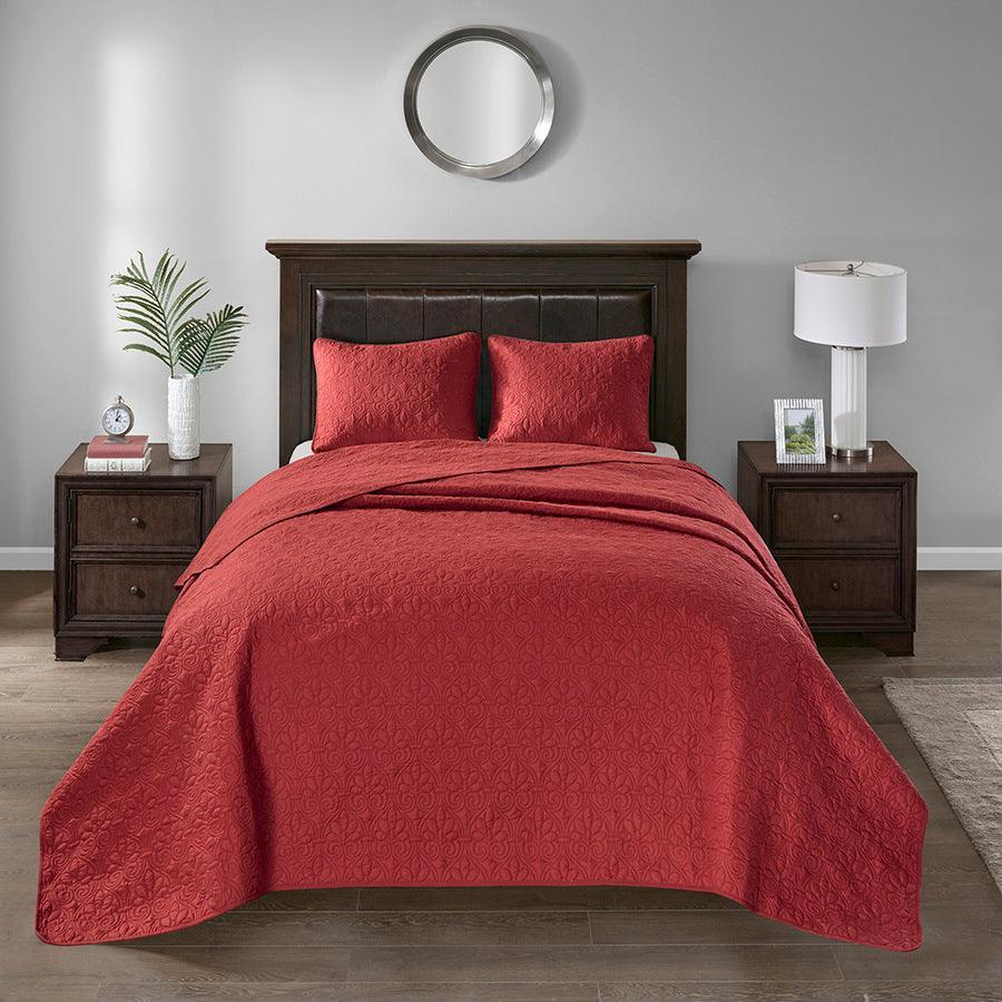 Quebec King Reversible Bedspread Set Red Olliix.com