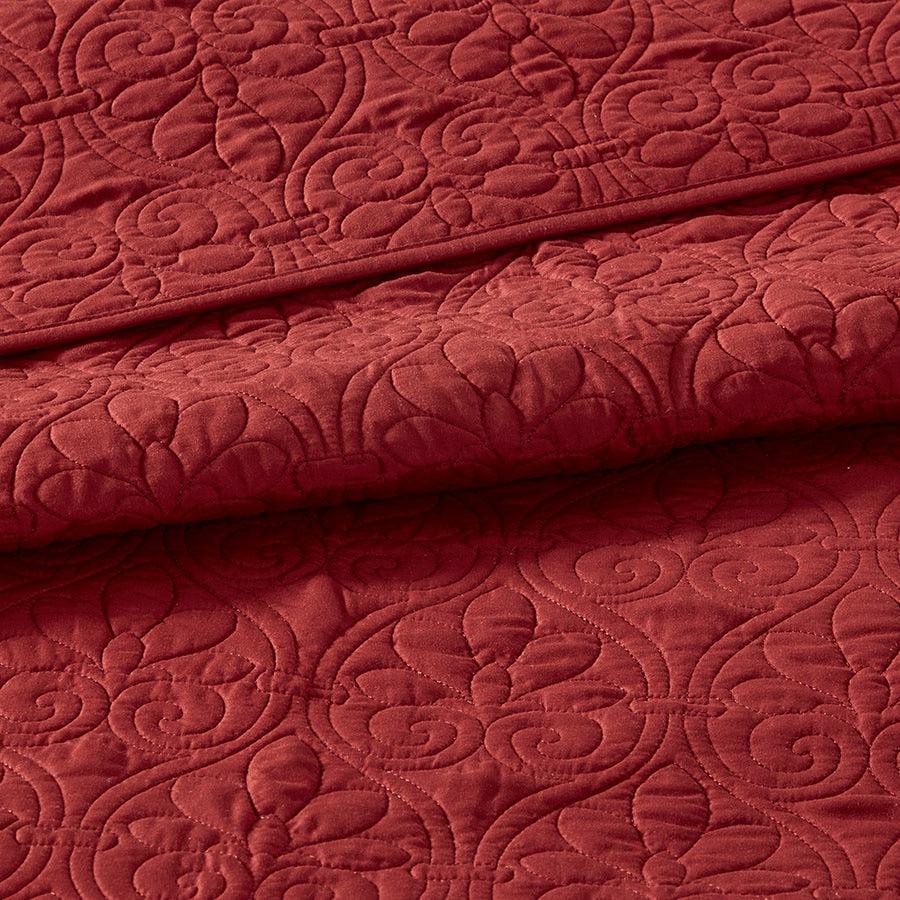 Quebec King Reversible Bedspread Set Red Olliix.com