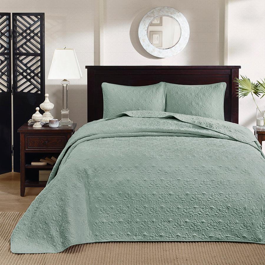 Quebec King Reversible Bedspread Set Seafoam Olliix.com