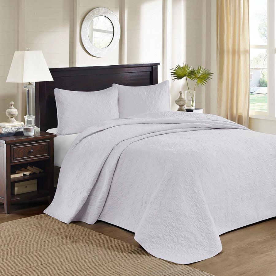 Quebec King Reversible Bedspread Set White Olliix.com