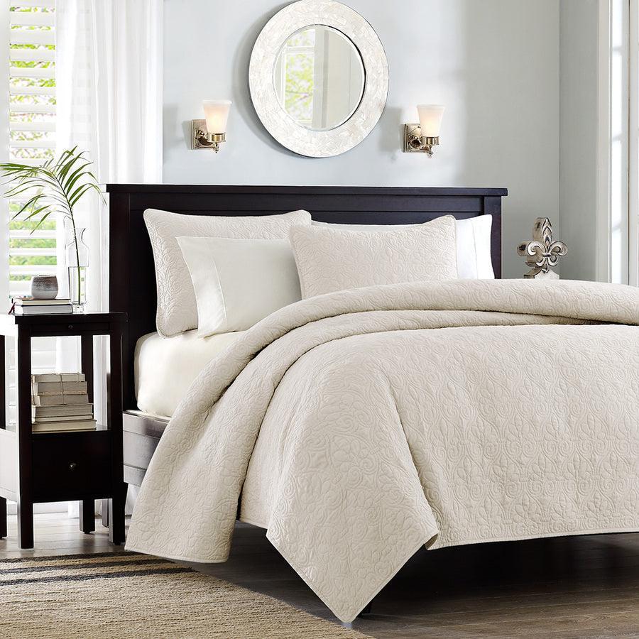 Quebec King/California King Reversible Coverlet Set Cream Olliix.com