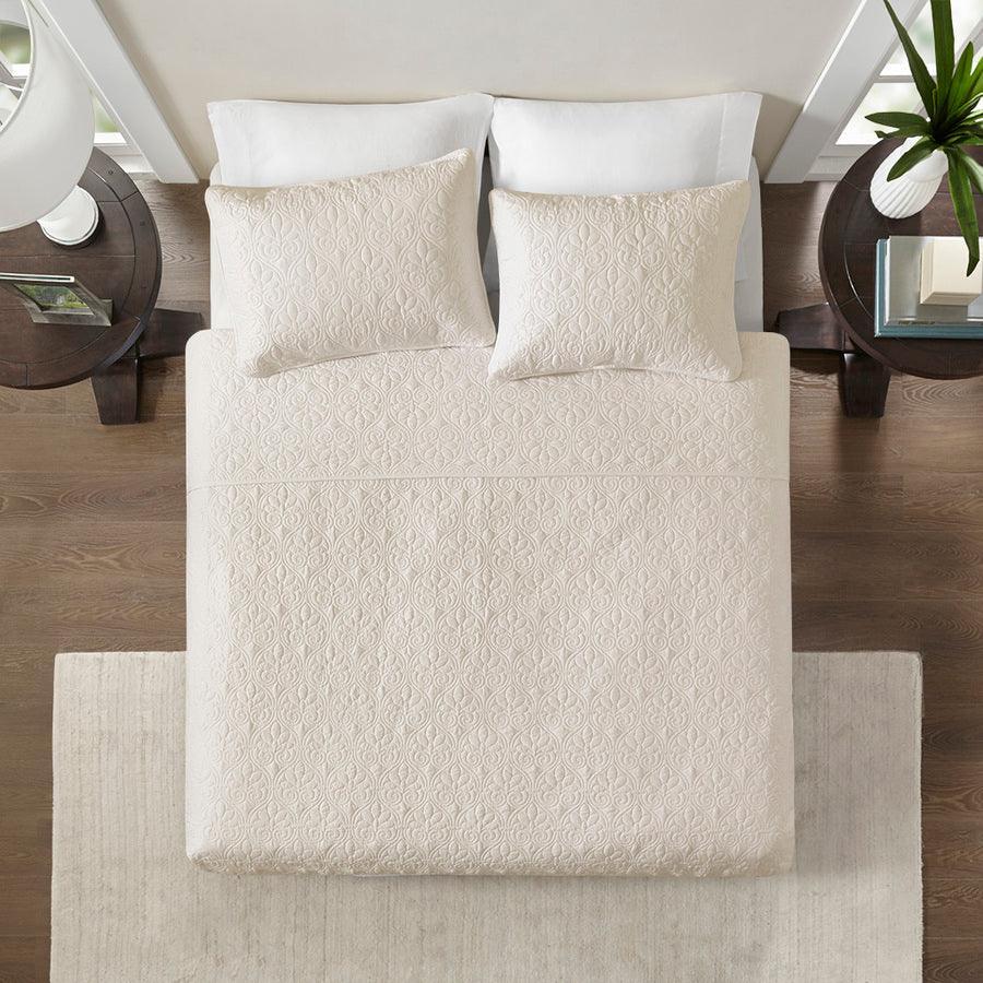 Quebec King/California King Reversible Coverlet Set Cream Olliix.com