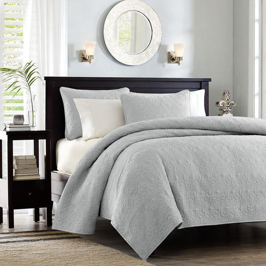 Quebec King/California King Reversible Coverlet Set Gray Olliix.com