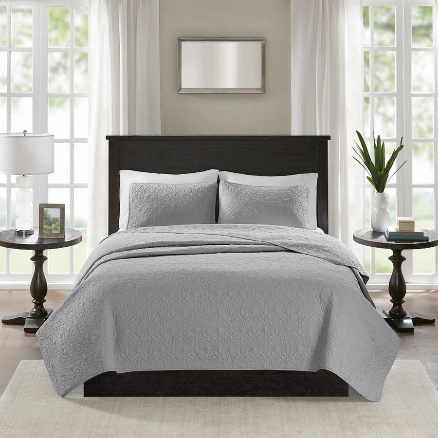 Quebec King/California King Reversible Coverlet Set Gray Olliix.com