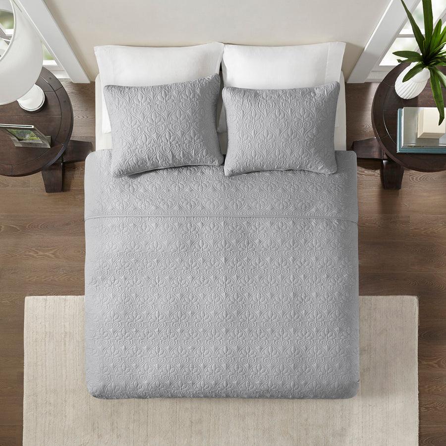 Quebec King/California King Reversible Coverlet Set Gray Olliix.com