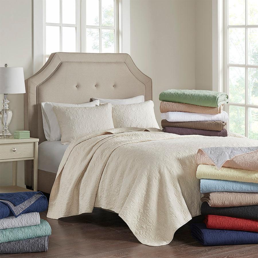 Quebec King/California King Reversible Coverlet Set Khaki Olliix.com