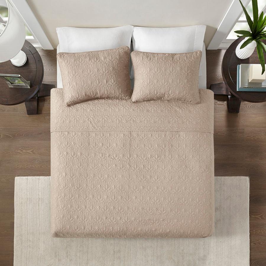 Quebec King/California King Reversible Coverlet Set Khaki Olliix.com