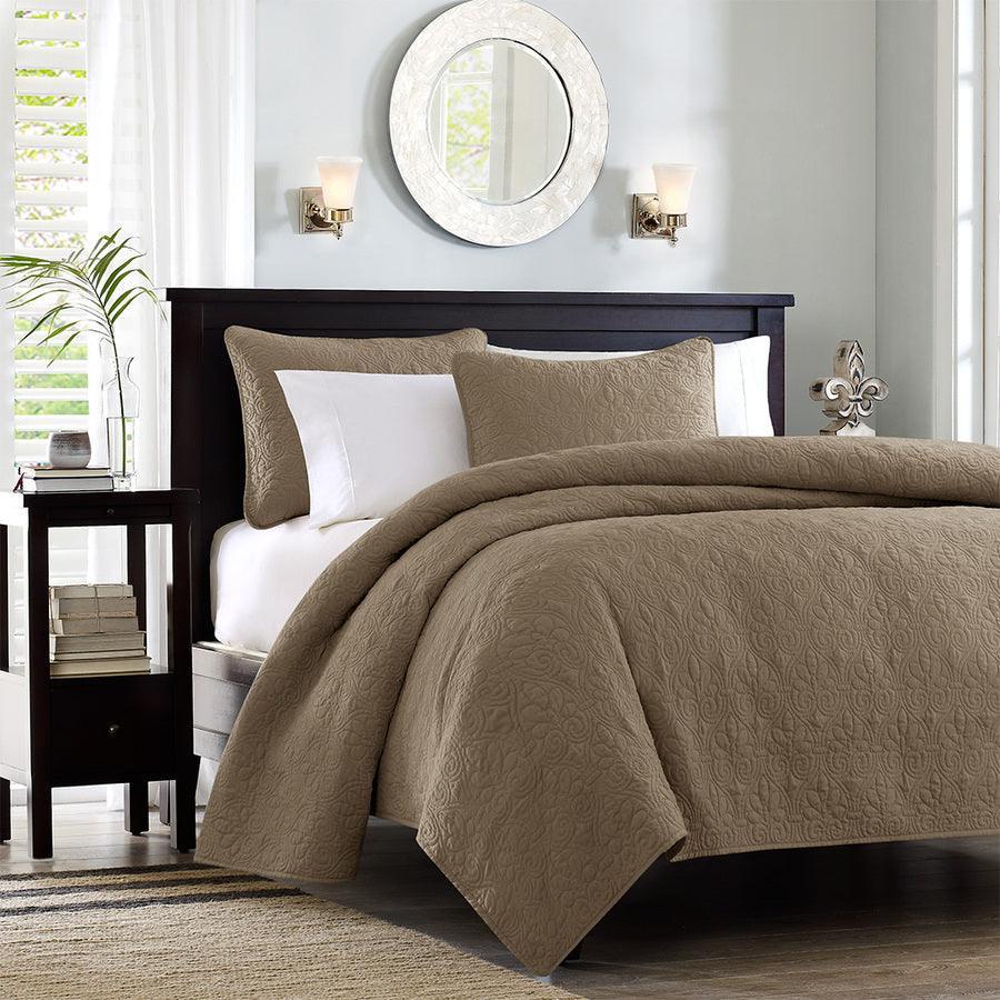 Quebec King/California King Reversible Coverlet Set Mocha Olliix.com