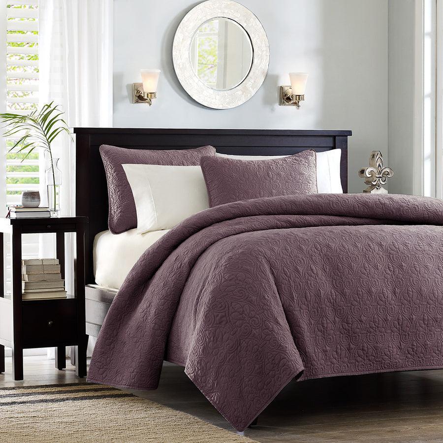 Quebec King/California King Reversible Coverlet Set Purple Olliix.com