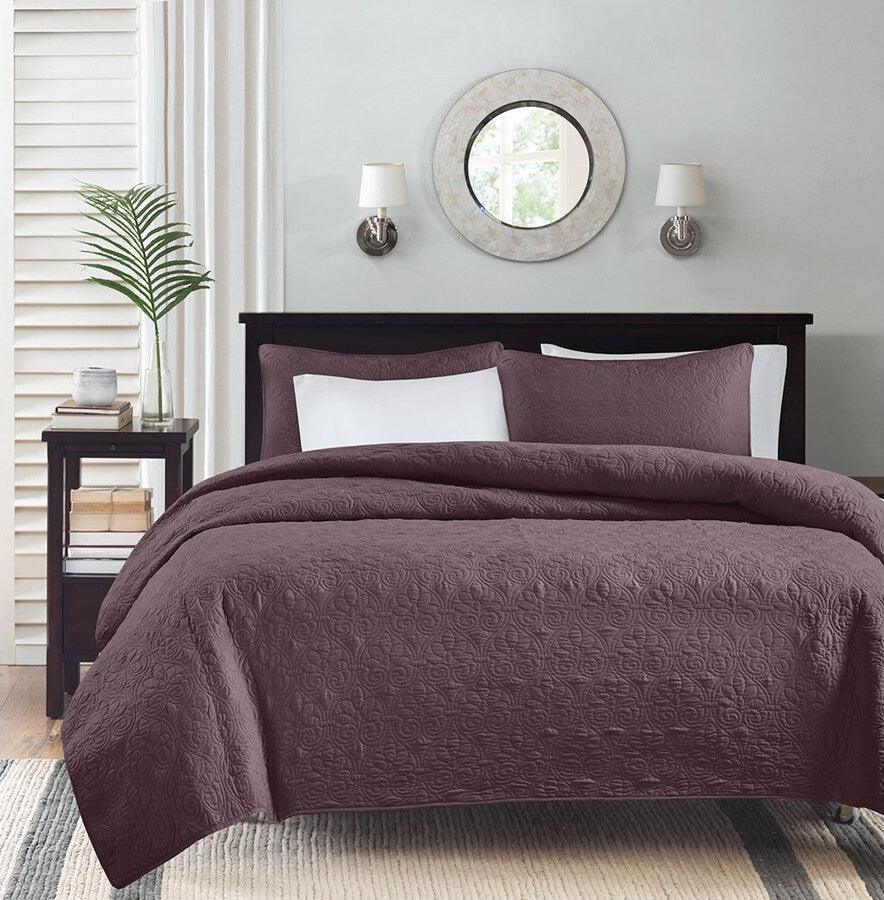 Quebec King/California King Reversible Coverlet Set Purple Olliix.com