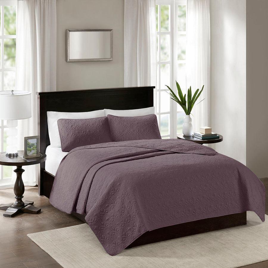 Quebec King/California King Reversible Coverlet Set Purple Olliix.com