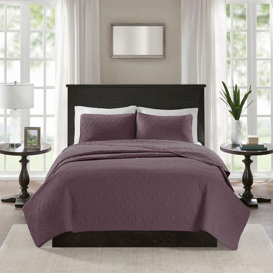 Quebec King/California King Reversible Coverlet Set Purple Olliix.com