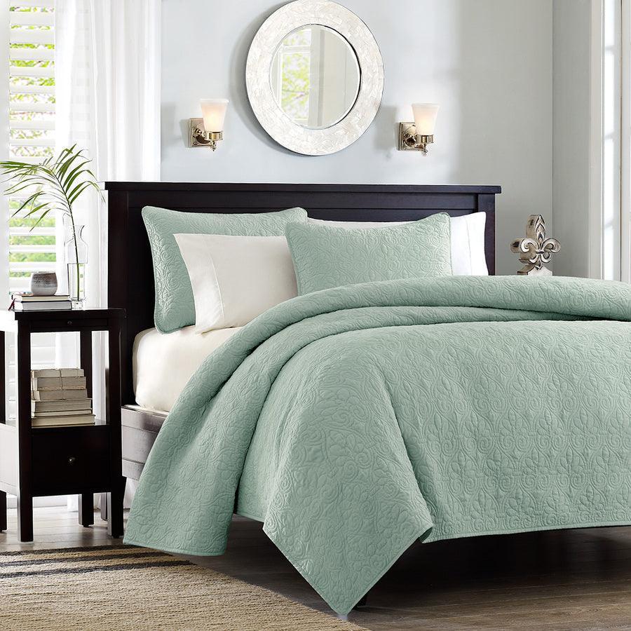 Quebec King/California King Reversible Coverlet Set Seafoam Olliix.com