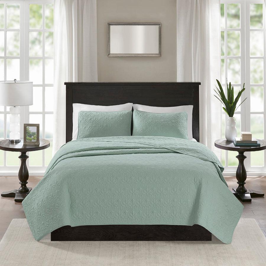 Quebec King/California King Reversible Coverlet Set Seafoam Olliix.com