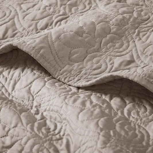 Quebec Traditional Oversized Quilted Throw 60x70" Khaki Olliix.com