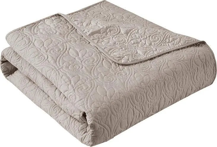 Quebec Traditional Oversized Quilted Throw 60x70" Khaki Olliix.com