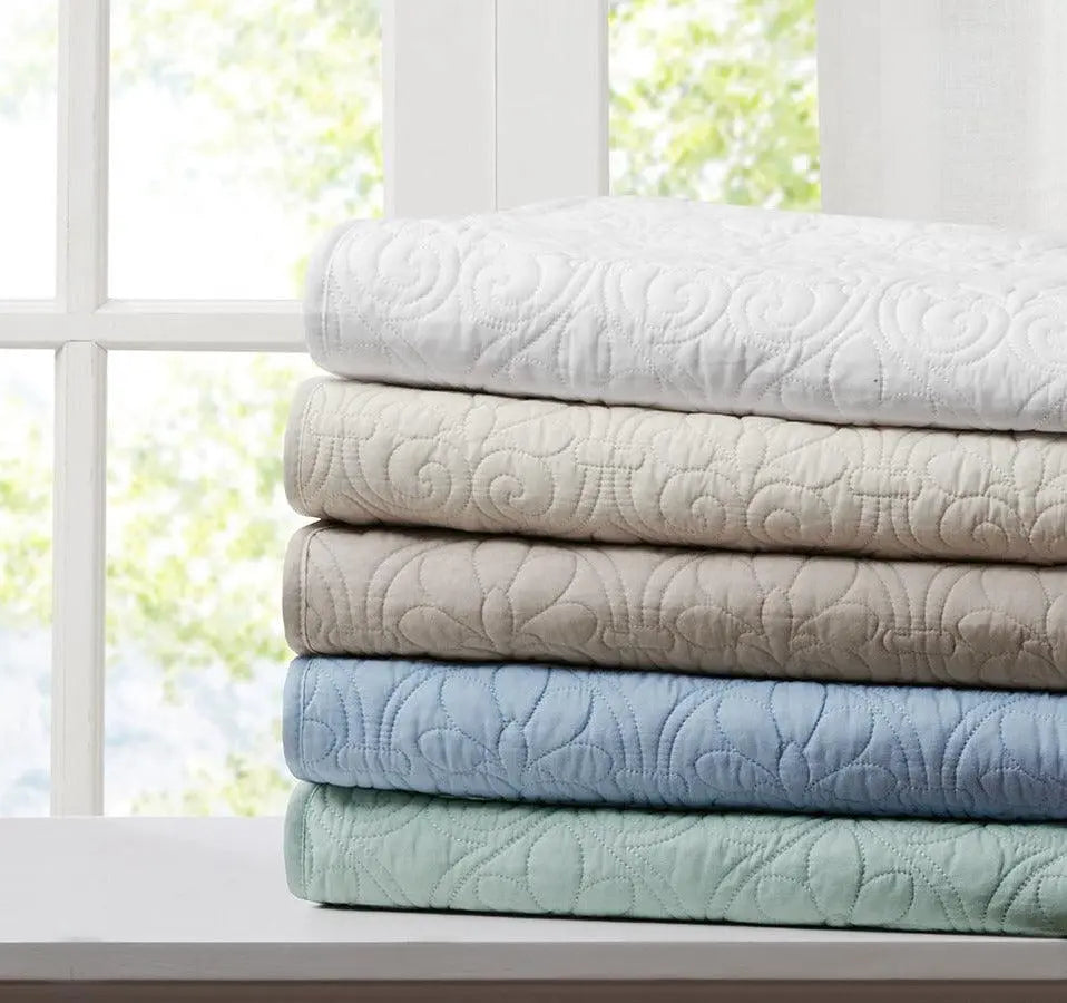 Quebec Traditional Oversized Quilted Throw 60x70" Khaki Olliix.com