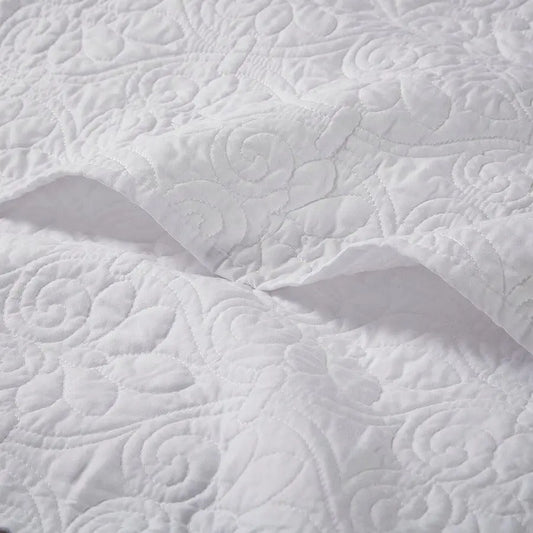 Quebec Traditional Oversized Quilted Throw 60x70" White Olliix.com