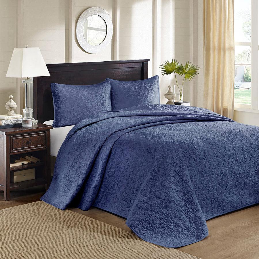 Quebec Twin Reversible Bedspread Set Navy Olliix.com