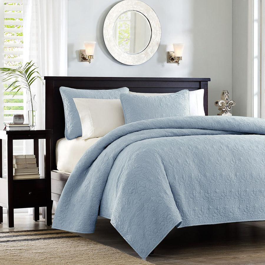 Quebec Twin/Twin XL Reversible Coverlet Set Blue Olliix.com