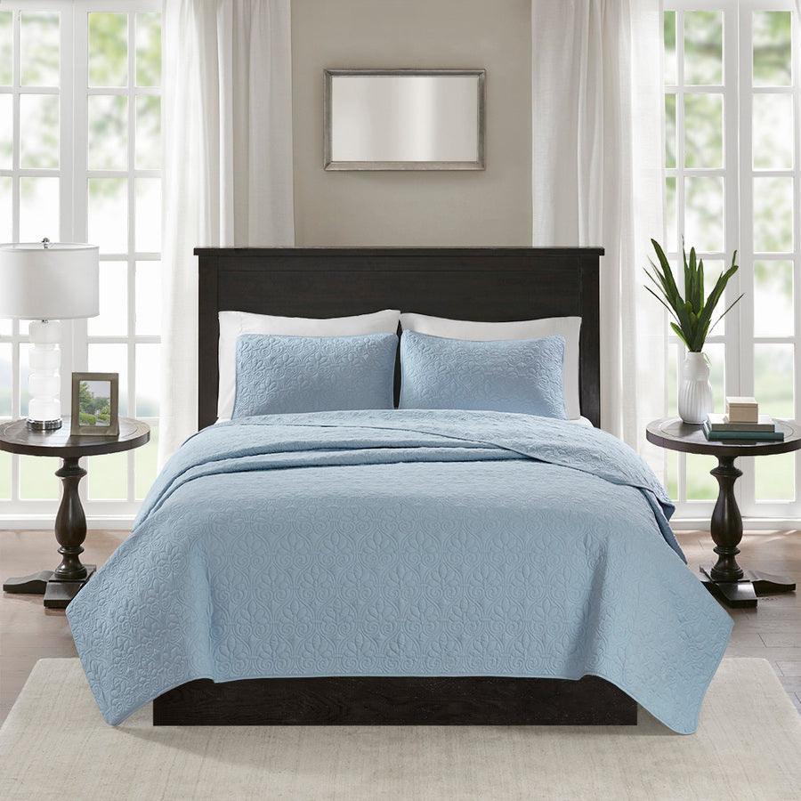 Quebec Twin/Twin XL Reversible Coverlet Set Blue Olliix.com