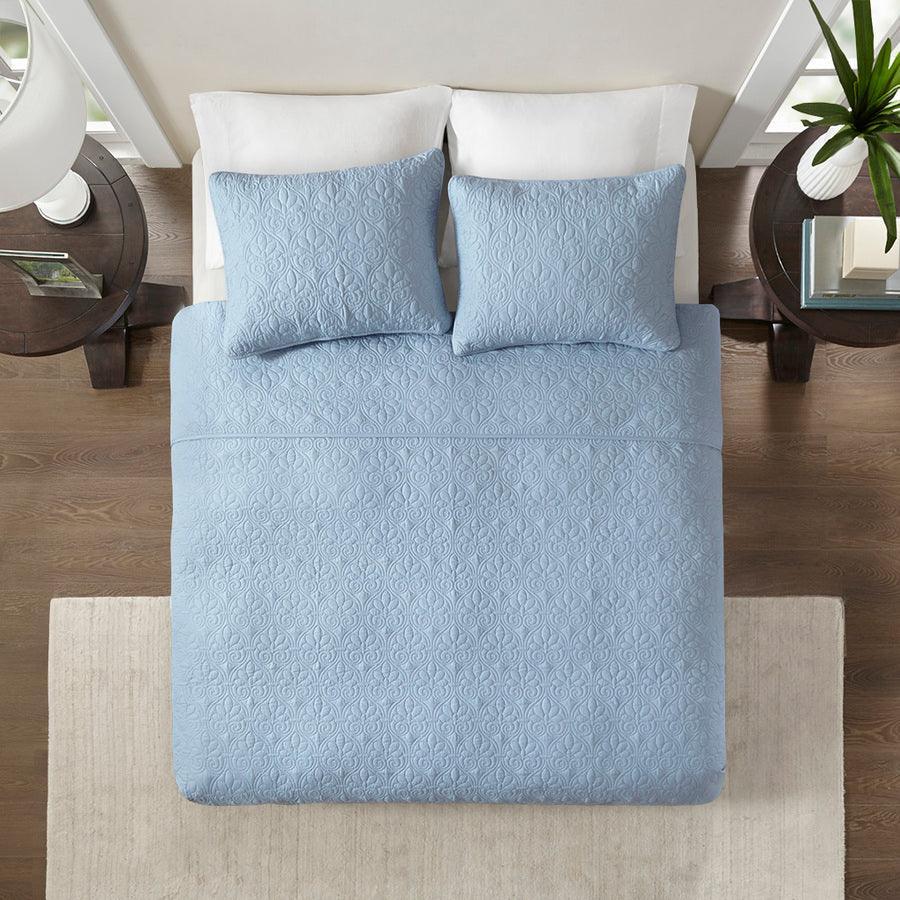 Quebec Twin/Twin XL Reversible Coverlet Set Blue Olliix.com