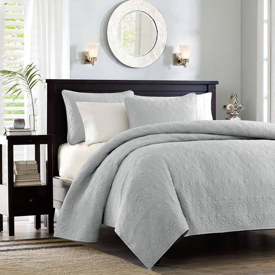 Quebec Twin/Twin XL Reversible Coverlet Set Gray Olliix.com