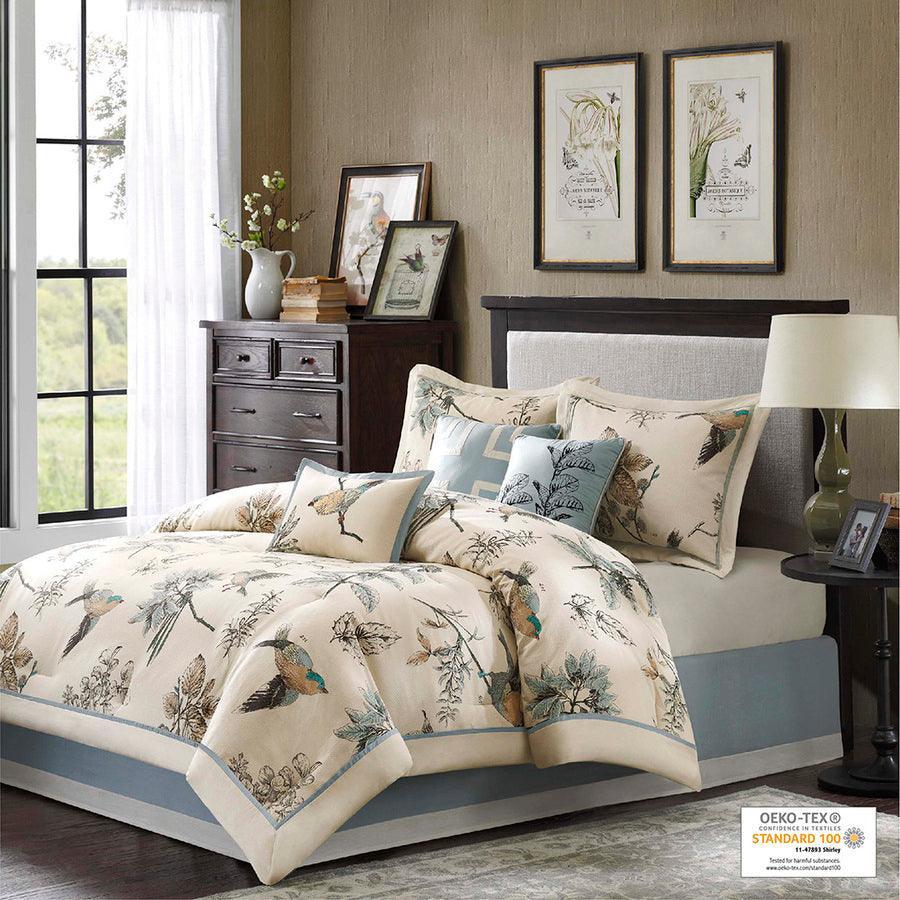 Quincy 7 Piece 26 " W Comforter Set Khaki Queen Olliix.com