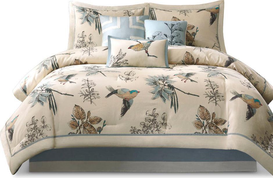 Quincy 7 Piece 26 " W Comforter Set Khaki Queen Olliix.com