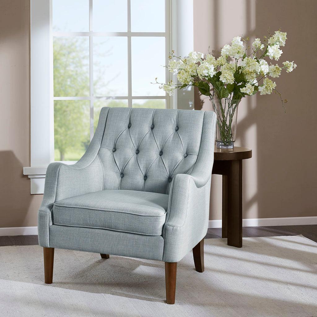 Qwen Button Tufted Accent Chair Dusty Blue Olliix.com