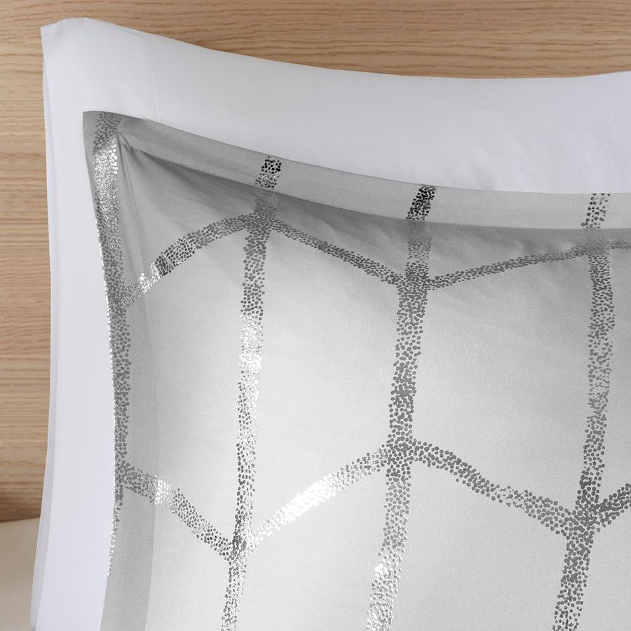 Raina Metallic 20 " D Printed Comforter Set Gray & Silver King/Cal King Olliix.com