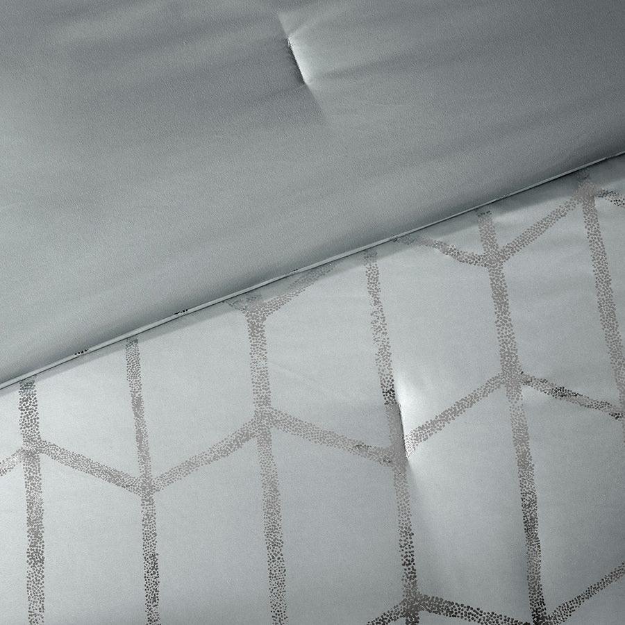 Raina Metallic 20 " D Printed Comforter Set Gray & Silver King/Cal King Olliix.com