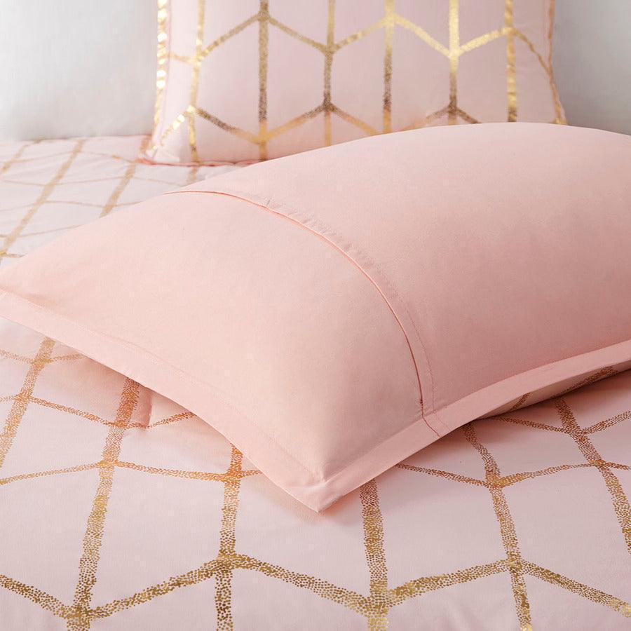 Raina Metallic Printed Comforter Set Blush & Gold King/Cal King Olliix.com