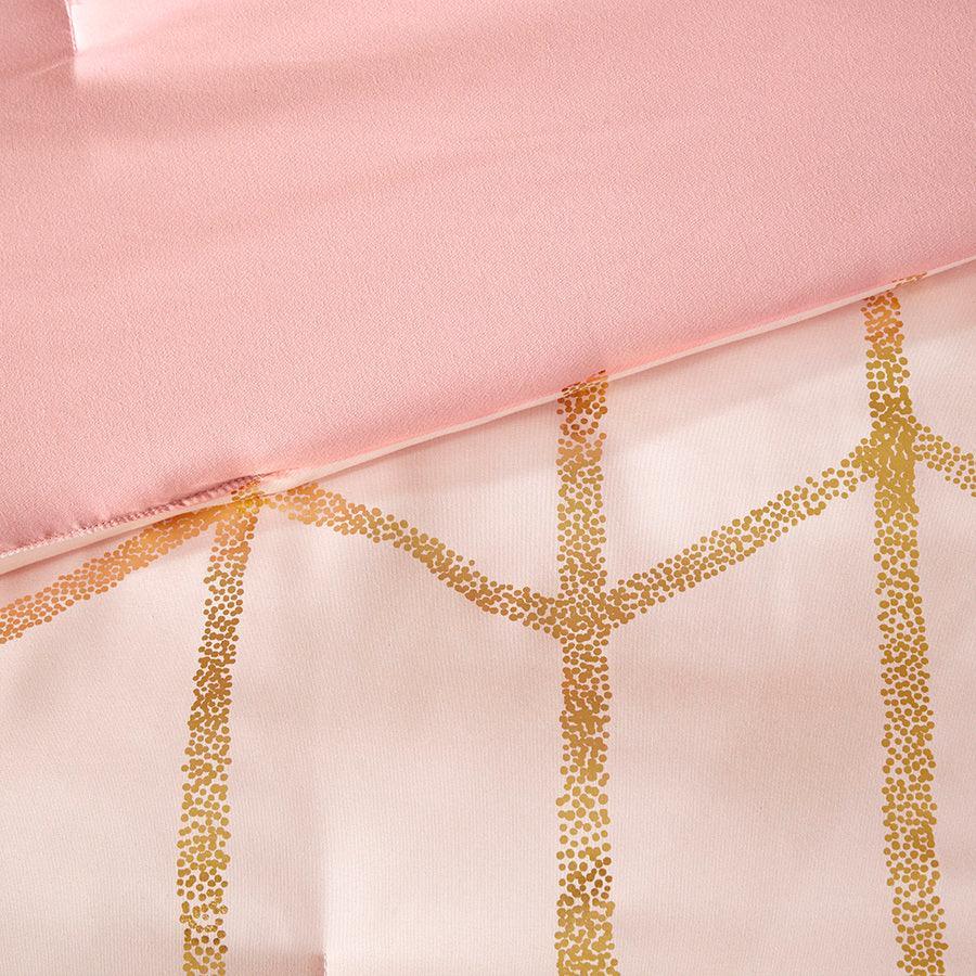 Raina Metallic Printed Comforter Set Blush & Gold King/Cal King Olliix.com