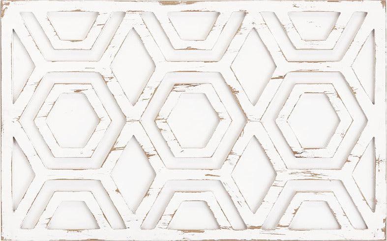 Ralston Wooden Wall Art with Pattern White Olliix.com