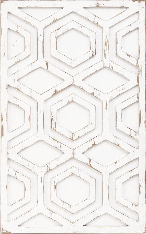 Ralston Wooden Wall Art with Pattern White Olliix.com