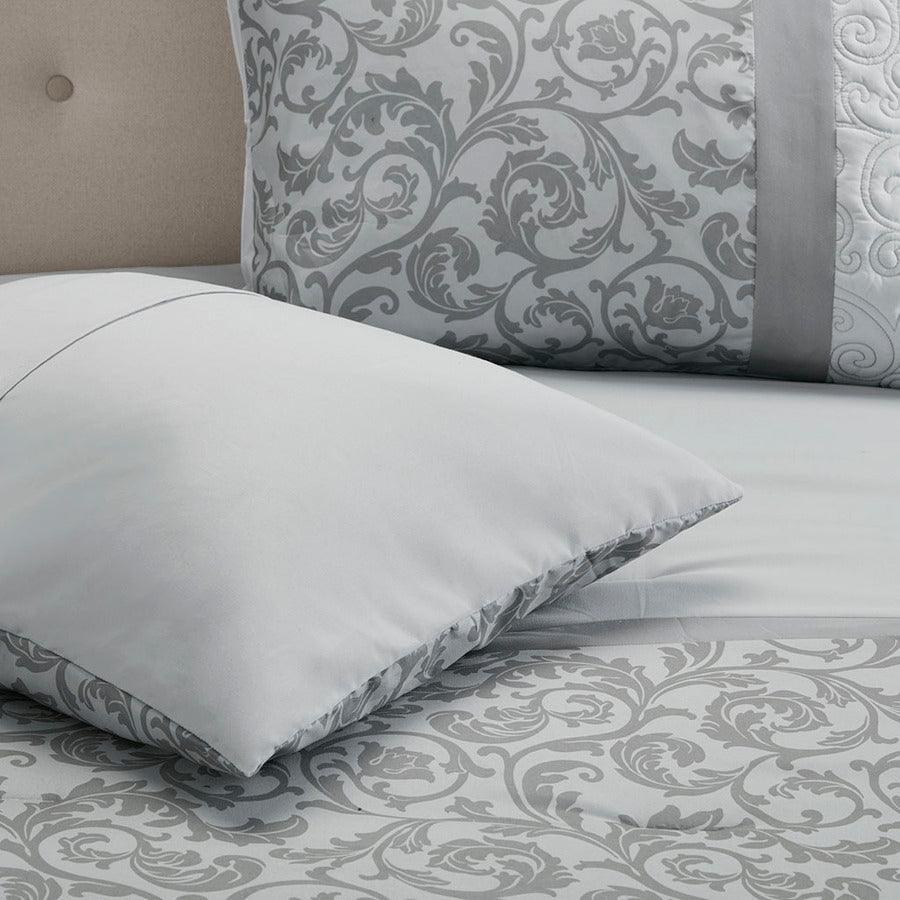 Ramsey California King Embroidered 8 Piece Traditional Comforter Set Gray Olliix.com