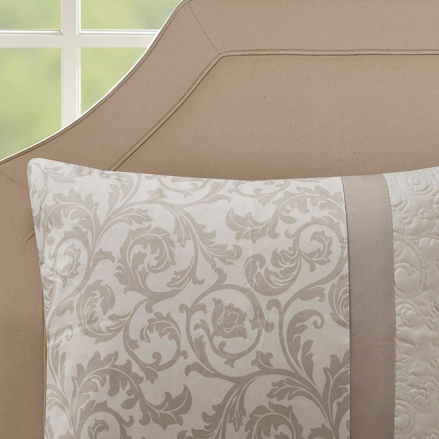 Ramsey Embroidered 8 Piece 26 " W Comforter Set Neutral Queen Olliix.com