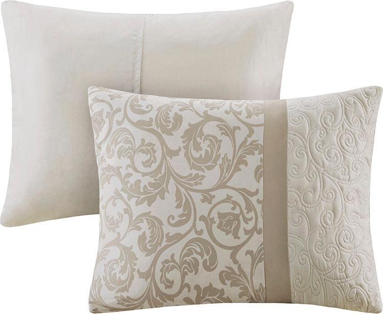 Ramsey Embroidered 8 Piece 26 " W Comforter Set Neutral Queen Olliix.com