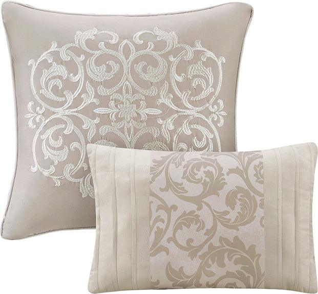 Ramsey Embroidered 8 Piece 26 " W Comforter Set Neutral Queen Olliix.com