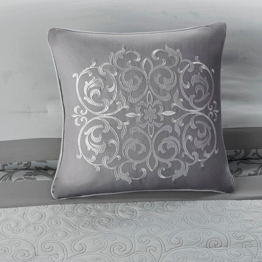 Ramsey King Traditional Embroidered 8 Piece Comforter Set Gray Olliix.com