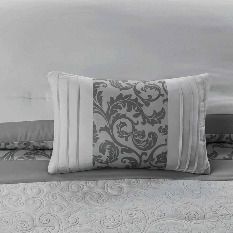 Ramsey King Traditional Embroidered 8 Piece Comforter Set Gray Olliix.com