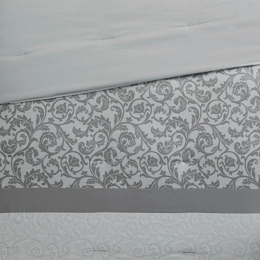 Ramsey Queen Embroidered 8 Piece Comforter Set Gray Olliix.com