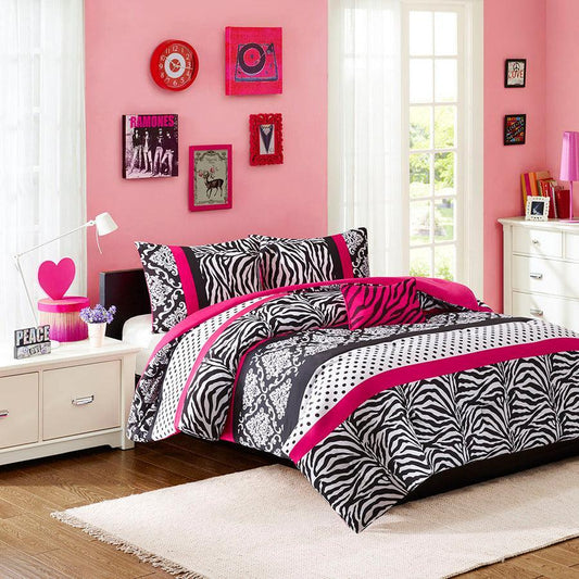 Reagan Comforter Set Pink Full/Queen Olliix.com