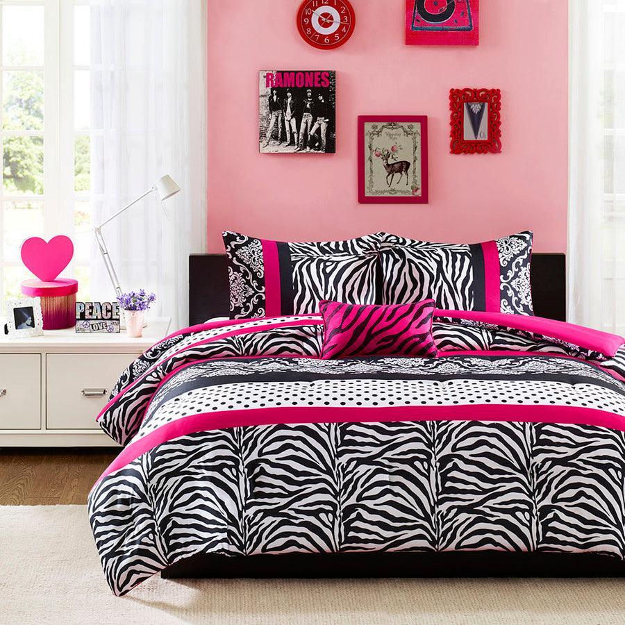 Reagan Comforter Set Pink Full/Queen Olliix.com