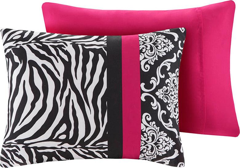 Reagan Transitional Comforter Set Pink King/Cal King Olliix.com