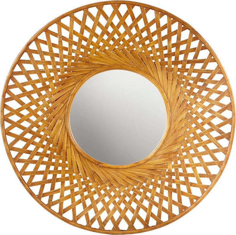 Reed Round Bamboo Wall Decor Mirror Natural Olliix.com