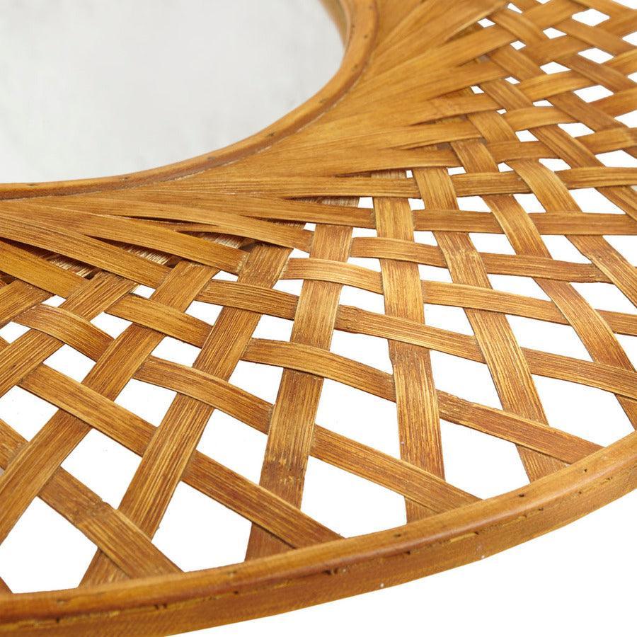 Reed Round Bamboo Wall Decor Mirror Natural Olliix.com