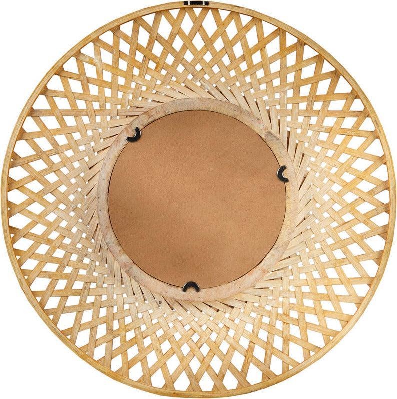 Reed Round Bamboo Wall Decor Mirror Natural Olliix.com