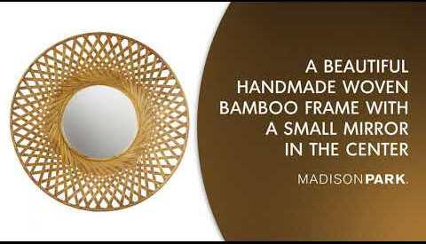 Reed Round Bamboo Wall Decor Mirror Natural Olliix.com